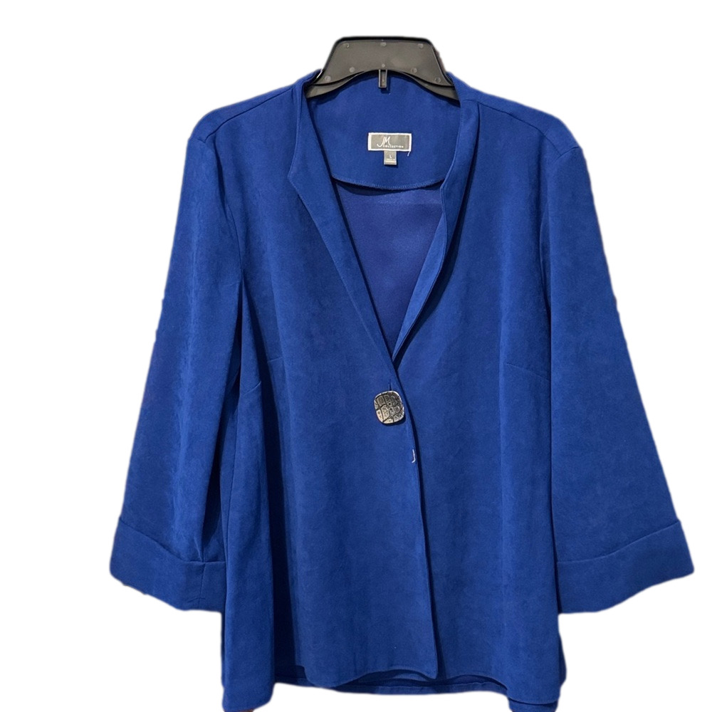 JM Collection blue 3/4 sleeve jacket.